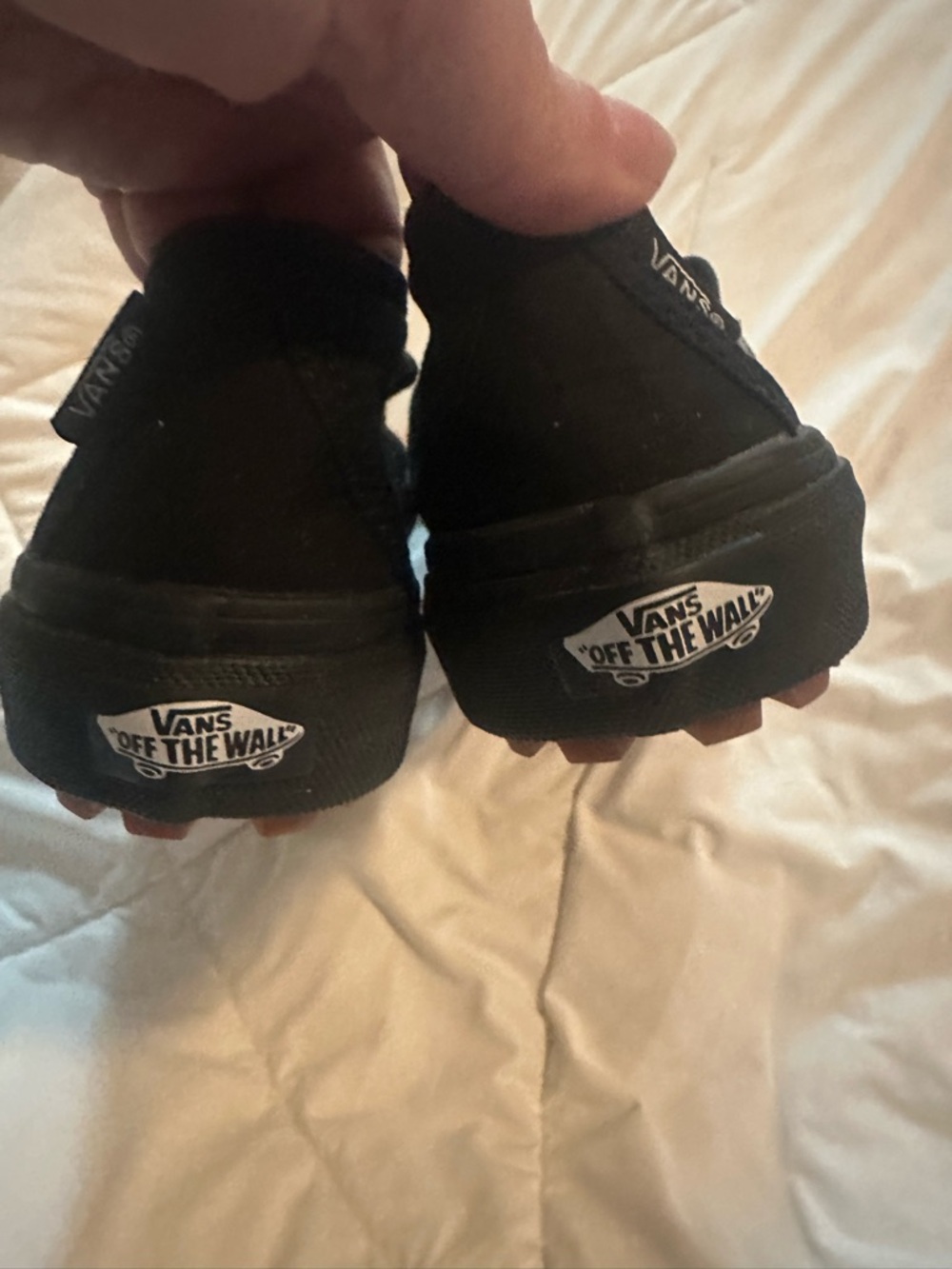 Vans Black Slip-On Flats with Heart Buckle Accent - Picture 2 of 4